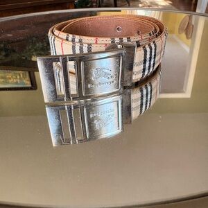 Burberry Beige and Black Plaid Belt
